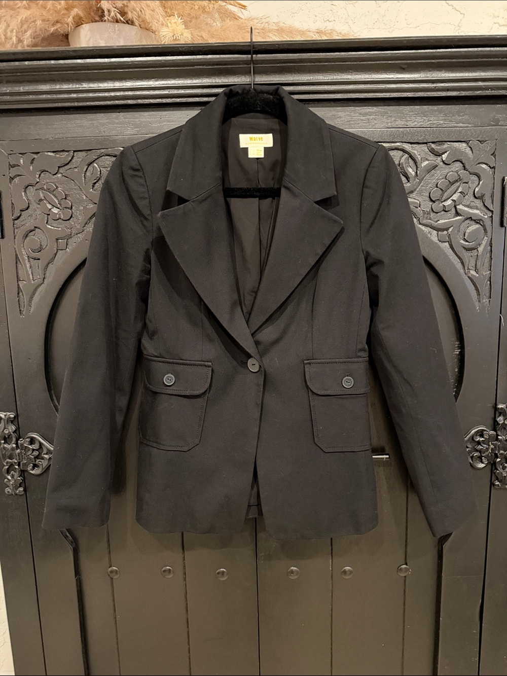 Maeve Anthropologie Black Single-Button Tailored Blazer